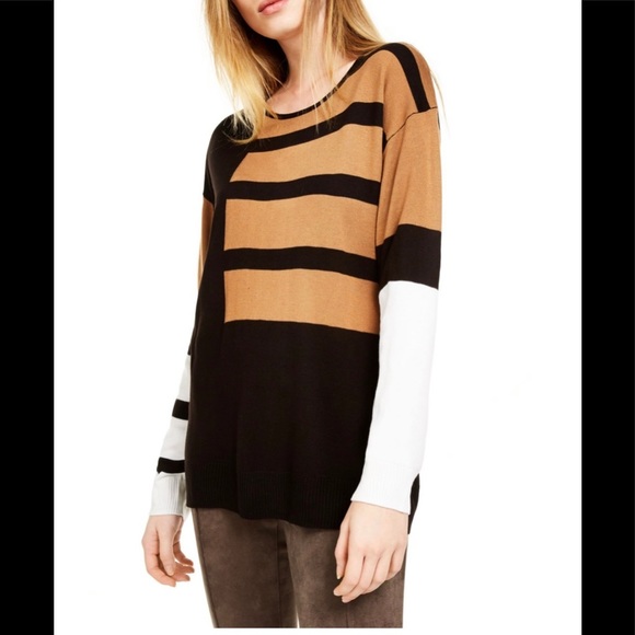 CALVIN KLEIN Woman’s Long Sleeve Color Block Sweater size Large - Picture 1 of 5